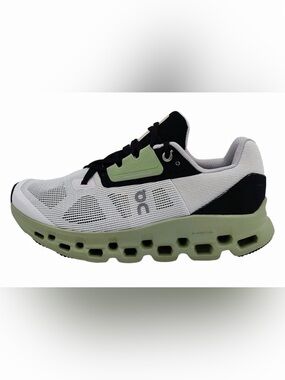 On Running Women Sneakers in White, Black & Light Green Size 8